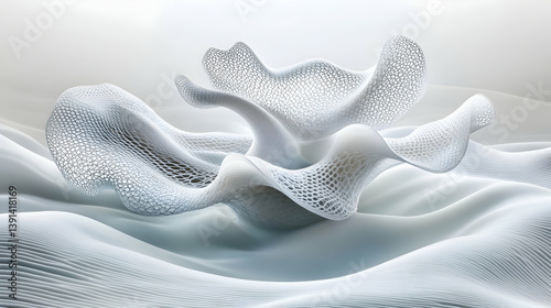 Abstract, flowing, white, organic, structures