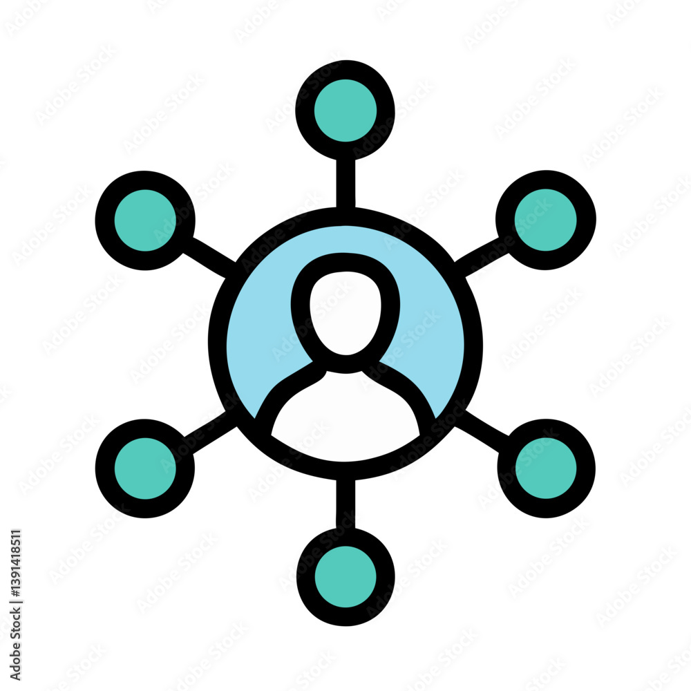 User in Network Nodes Representing Digital Identity Icon Design User in Network Nodes Representing Digital Identity Icon Design