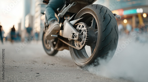 Motorcycle Wheel in Action:...