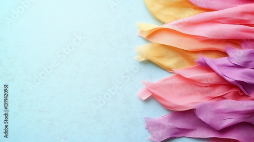 Obraz na płótnie Pastel fabric swatches on blue background. w salonie