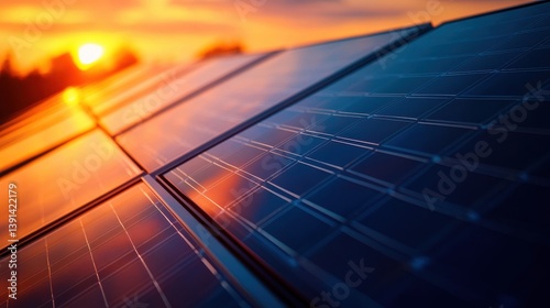 High-Efficiency Solar Panels at Sunset