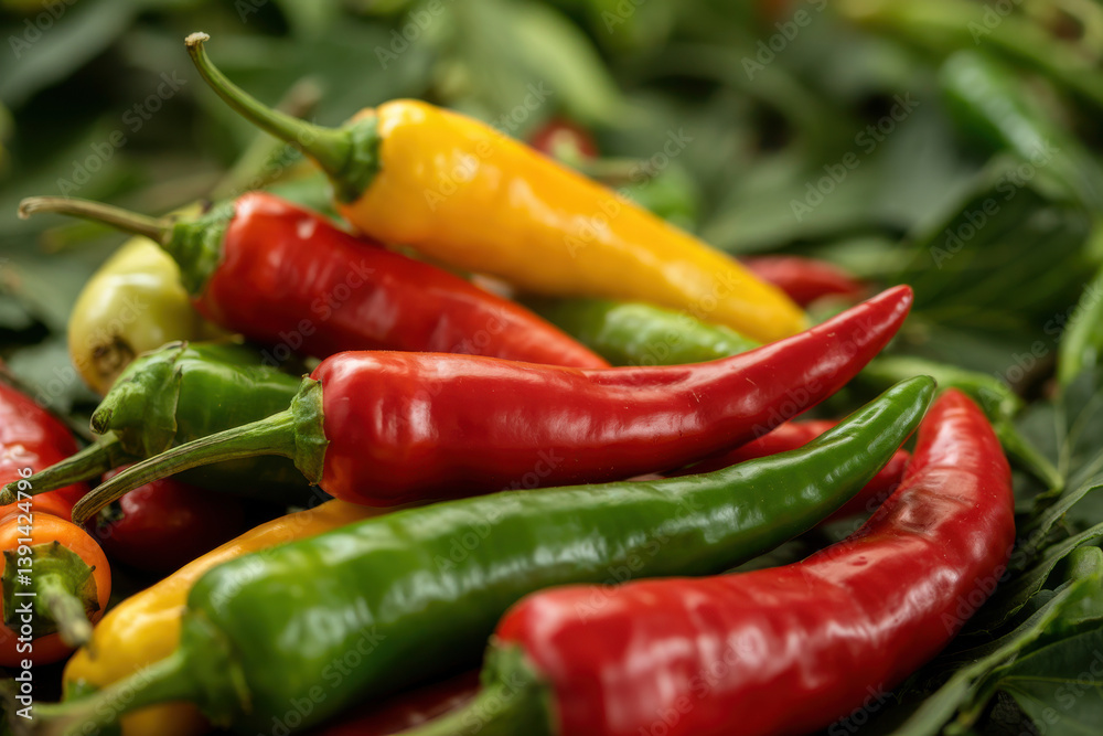 Chili peppers of varying colors and shapes Chili peppers of varying colors and shapes