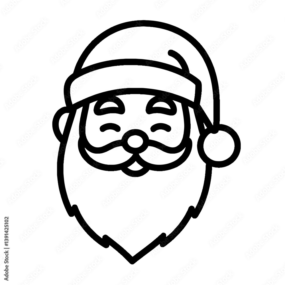 Santa Black And White Line Art SVG Design Santa Black And White Line Art SVG Design