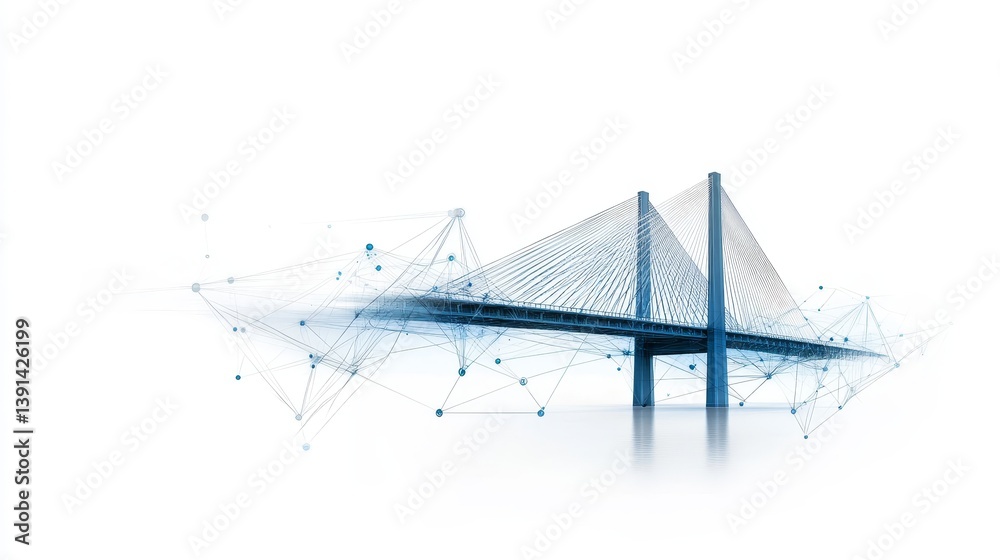 Fototapeta premium Futuristic Bridge Concept with Abstract Connection Visualization