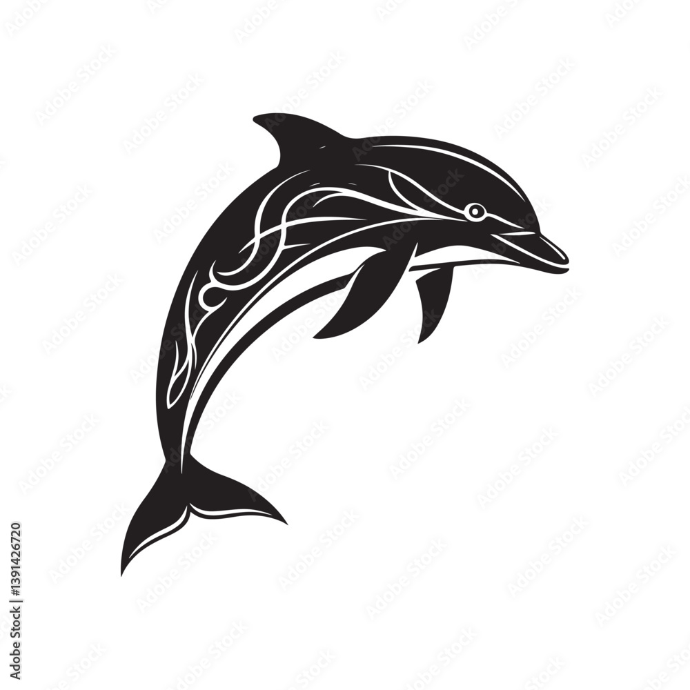 Fototapeta premium dolphin vector silhouette clip art logo design