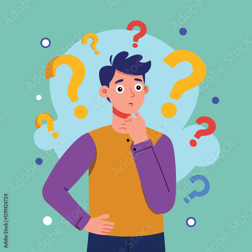a boy is thinking vector