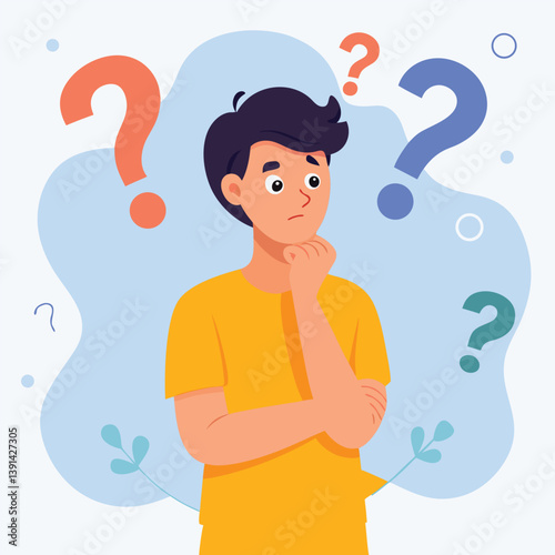 a boy is thinking vector