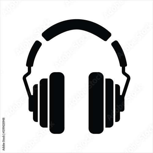 Headphones Silhouette Vector Icon Isolated on White Background