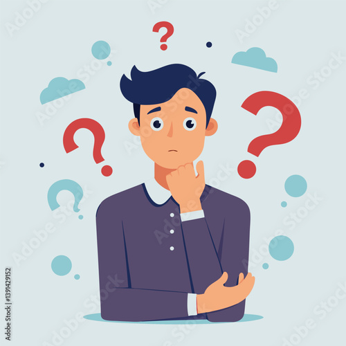 a boy is thinking vector