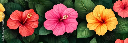 Wallpaper Mural Vibrant Hibiscus Blossoms Torontodigital.ca