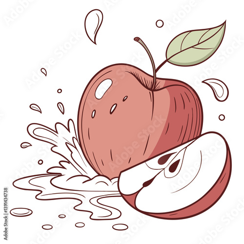 Maça fresca, suculento. Fundo branco com gotas de água, splash. Comidas, frutas maduras e frescas