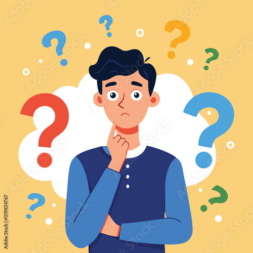 a boy is thinking vector