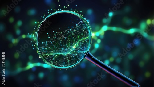 Magnifying glass focusing on an icon of a person in a suit and tie