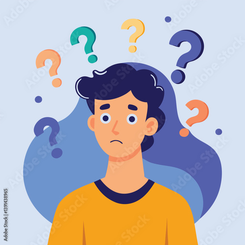 a boy is thinking vector