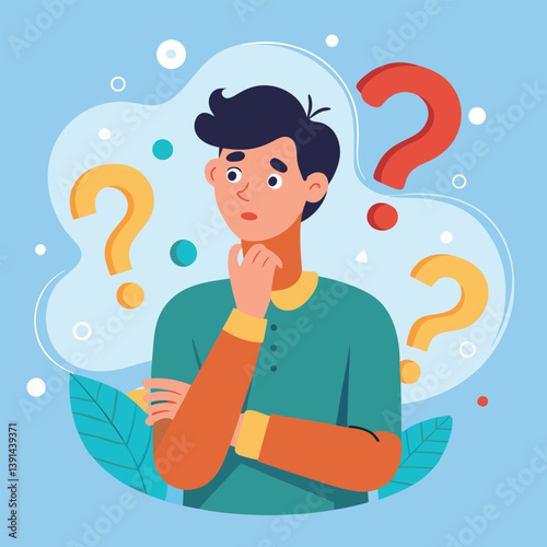 a boy is thinking vector