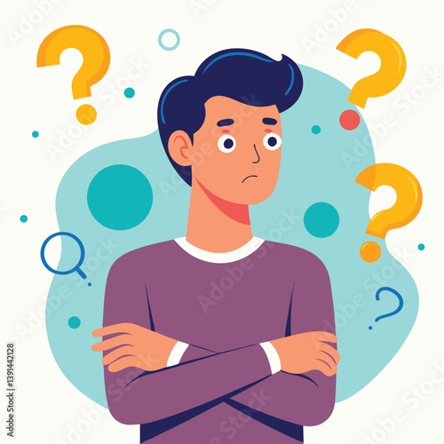 a boy is thinking vector