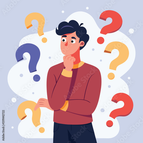 a boy is thinking vector