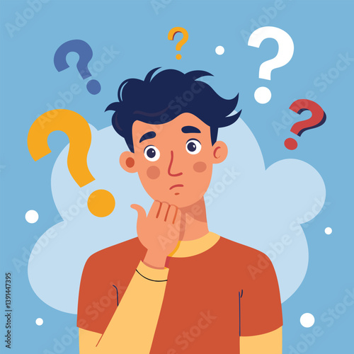 a boy is thinking vector