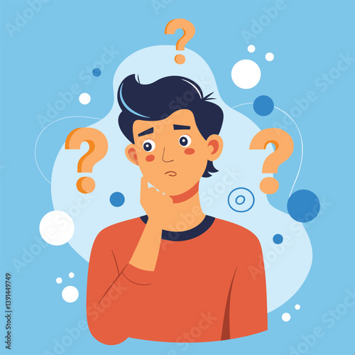a boy is thinking vector