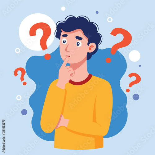 a boy is thinking vector