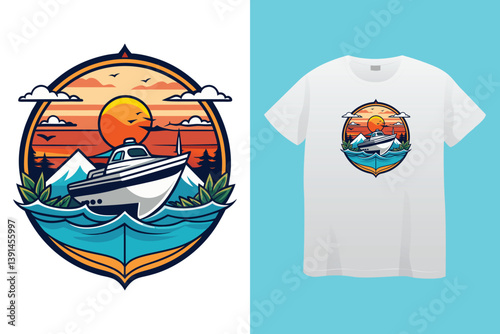 boating t-shirt design vector elements, boating vector art