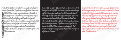 Handwritten text, seamless pattern. Vintage grunge  calligraphy script, old book document. Handwriting cursive poetry paragraph.  Vector illustration. isolated on white and black background. EPS 10