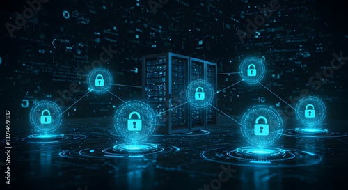 An advanced AI-based cyber defense system actively detecting and neutralizing digital intrusions in real-time photo