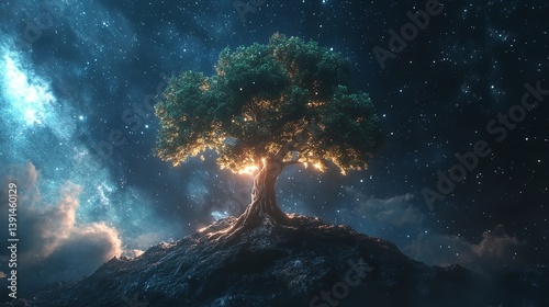An artistic representation of a tree with a vivid splash of autumnal colors emanating from its leaves, symbolizing change