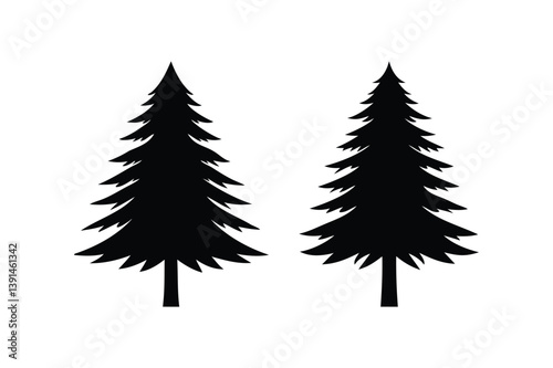 Pine tree icon silhouette on white background