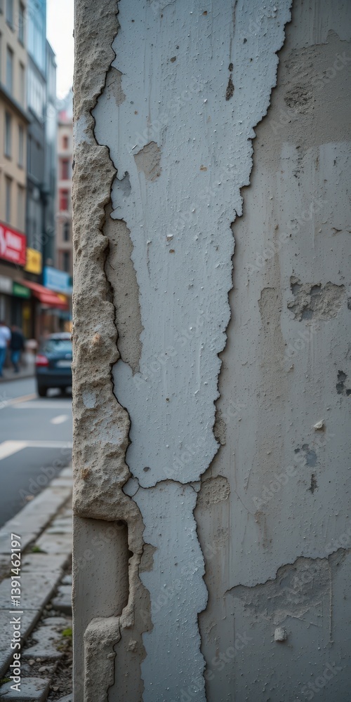 A weathered white wall featuring prominent cracks that create an intriguing texture, revealing layers of paint and age, adding character to the otherwise plain surface. A weathered white wall featuring prominent cracks that create an intriguing texture, revealing layers of paint and age, adding character to the otherwise plain surface.