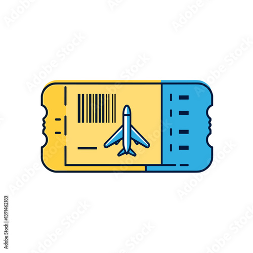 A single airplane ticket with a barcode, airplane illustration, and tear-off sections, indicating a boarding pass for air travel.