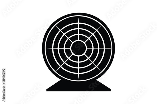 Radar screen silhouette on white background