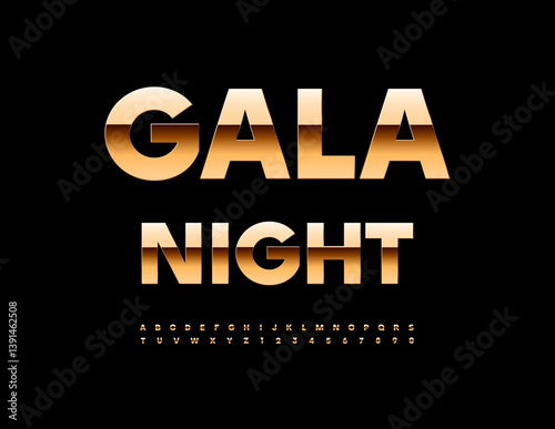 Vector Chic template Gala Night. Luxury Gold Font. Premium Elite Alphabet Letters and Numbers set.