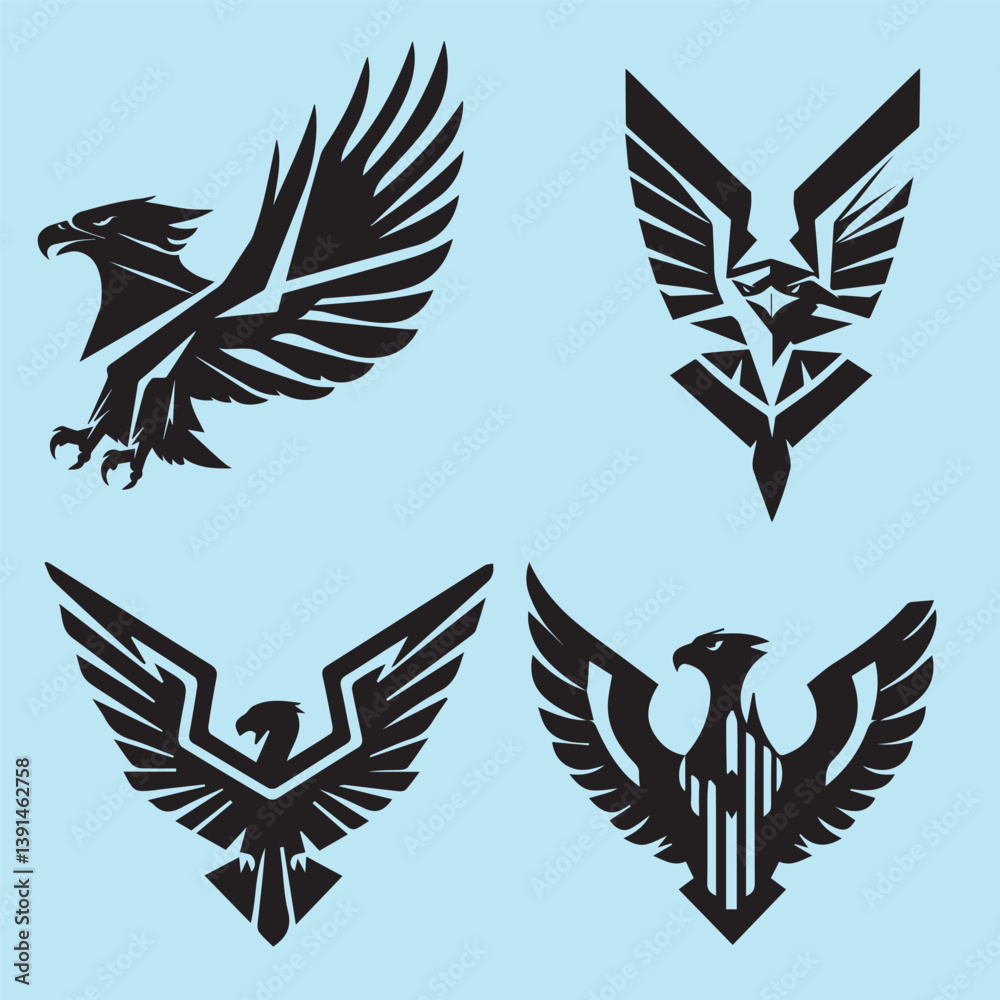 Fototapeta premium Eagle silhouette of eagle Eagle logo Vector graphic of eagle icon Black and White Silhouette collection 