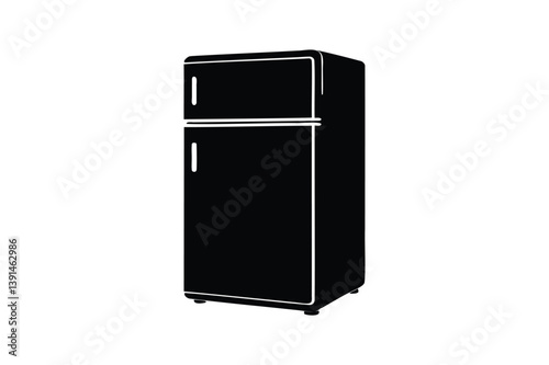 Refrigerator silhouette on white background