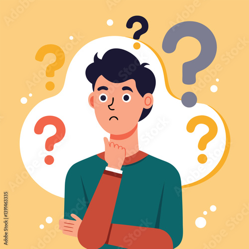 a boy is thinking vector