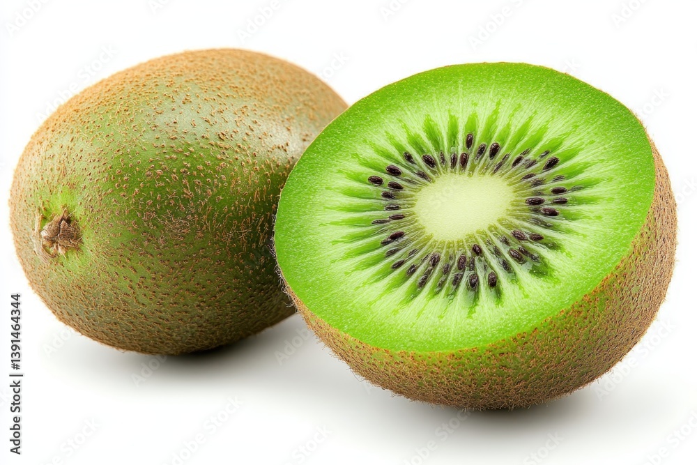 Isolated kiwi. one kiwi fruit cut in halves isolated on white background with clipping path Isolated kiwi. one kiwi fruit cut in halves isolated on white background with clipping path