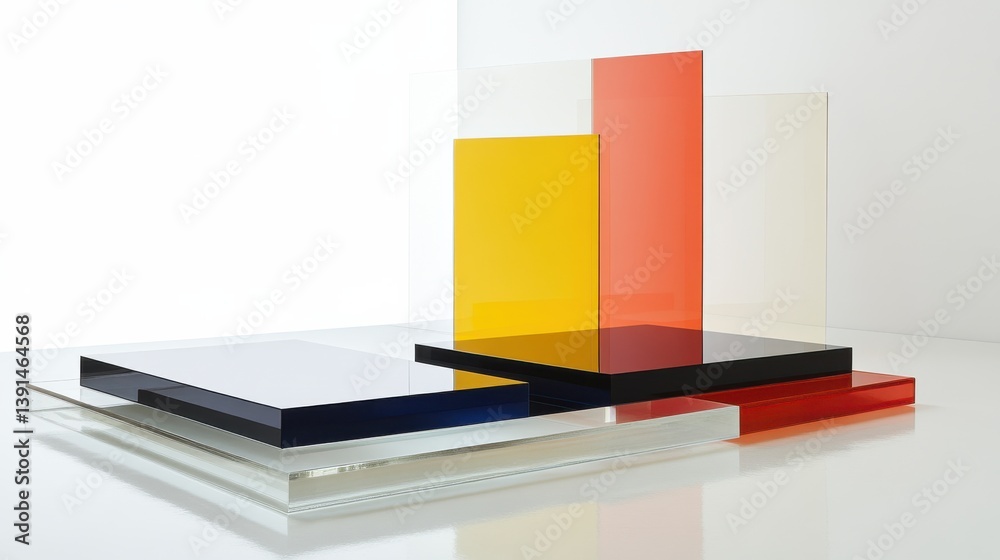 Modern Abstract Geometric Shapes in Vibrant Colors with Light