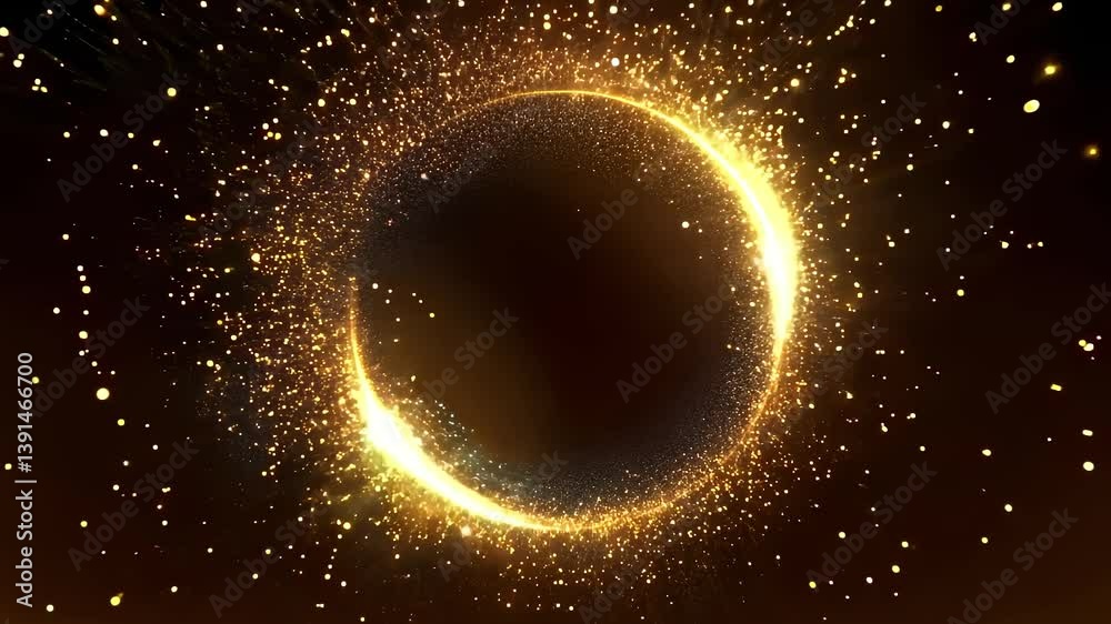 Golden Particle Ring Light Effect Animation Background
