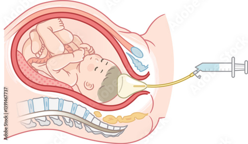 無痛分娩・バルーンのイラスト  Painless childbirth illustration