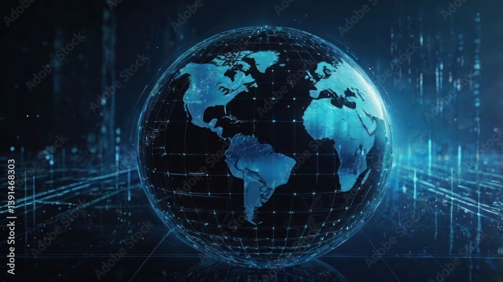 world map with binary code world map with binary code