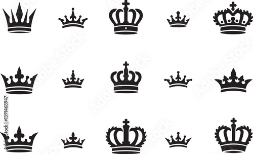 Collection of Royal Crown king ornament Silhouettes"