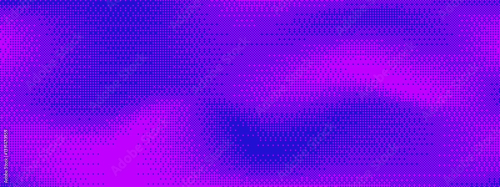 Blue and purple neon gradient vector background with abstract texture. Glitch effect and noise, featuring a pixelated pattern and bitmap distortion for a futuristic look. Blue and purple neon gradient vector background with abstract texture. Glitch effect and noise, featuring a pixelated pattern and bitmap distortion for a futuristic look.