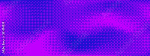 Blue and purple neon gradient vector background with abstract texture. Glitch effect and noise, featuring a pixelated pattern and bitmap distortion for a futuristic look.