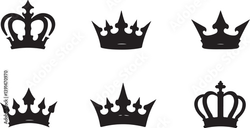 Collection of Royal Crown king ornament Silhouettes"