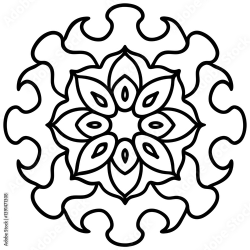 Abstract liquid color mandala line art vector illustration 