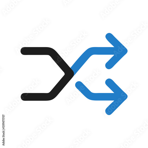 Arrow Split Representing Shuffle or Random Order Icon Design