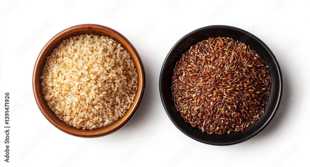 Two Bowls of Brown and Red Rice Two Bowls of Brown and Red Rice