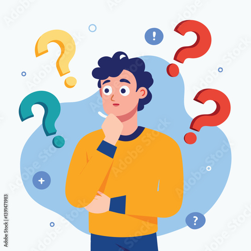 a boy is thinking vector