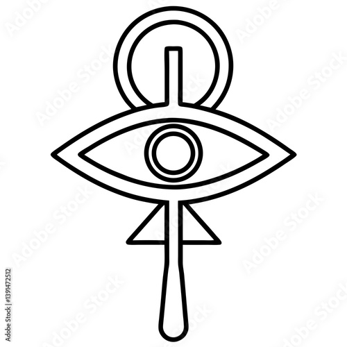 Ankh and eye of Horus mandala line art vector illustration 